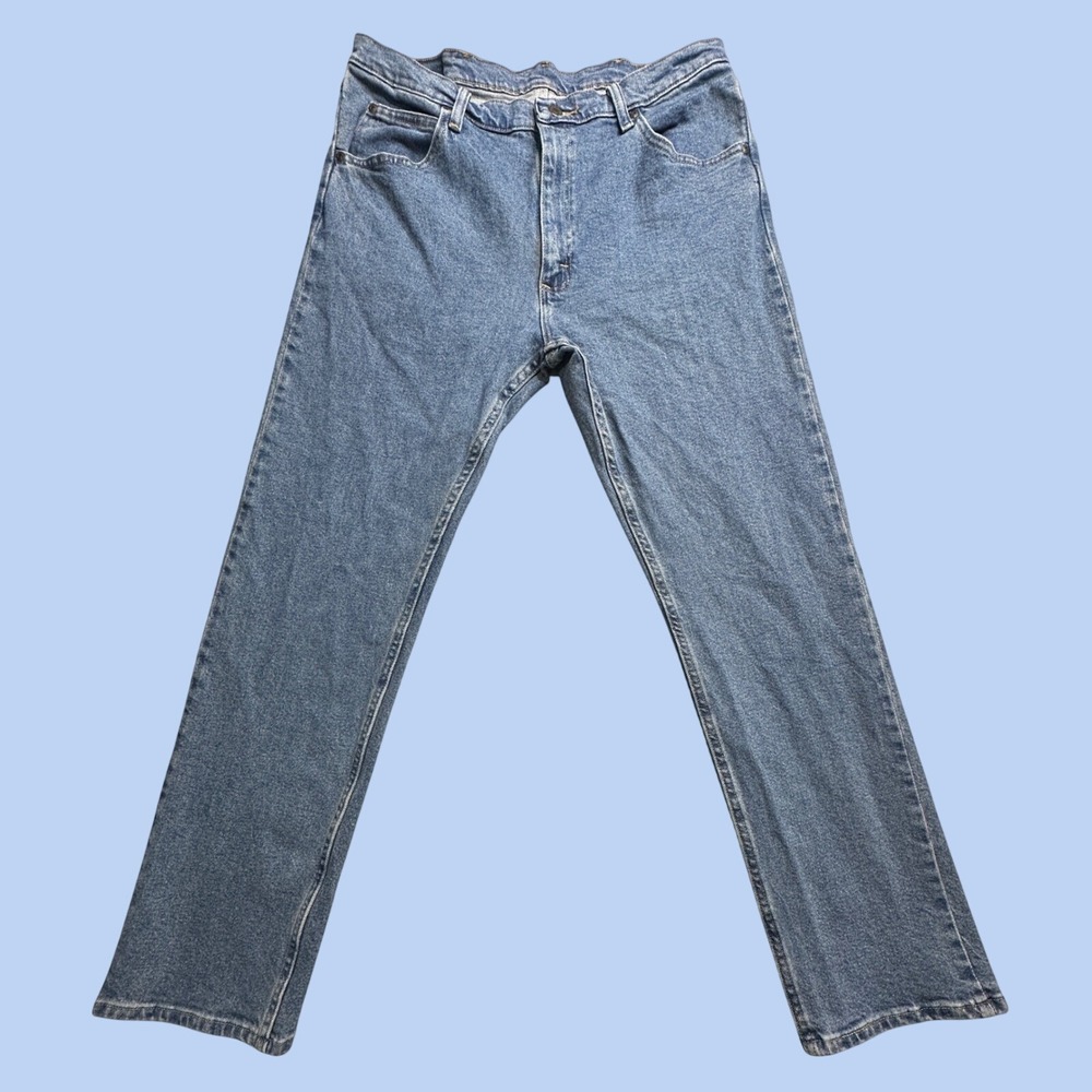 Wrangler Jeans Mens 36x32 (34x30) 1096FXVDB Blue Straight Leg Stretch Denim